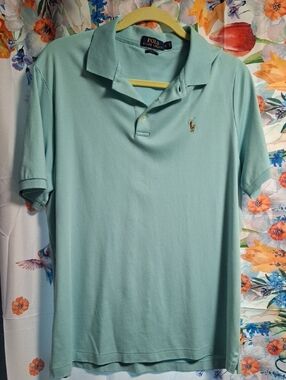 Polo by Ralph Lauren Men's Mint Green Cotton Polo Shirt Size Large